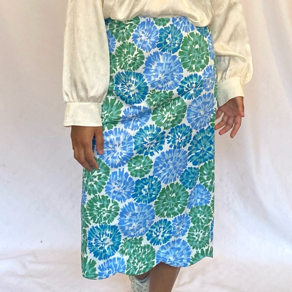 1950s blue & green slip skirt